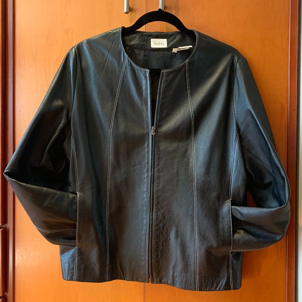 Neiman Marcus Lambskin Leather Jacket size 16